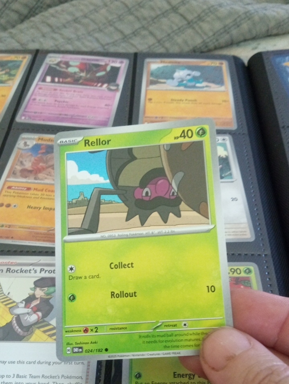 Pokemon Rellor Trading Card – Green, Pink Accents